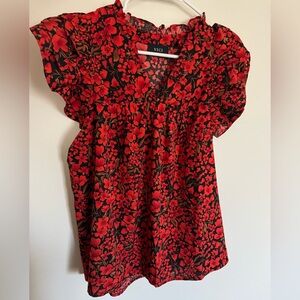 Vici Black and Red Floral Blouse